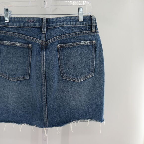 Lovers + Friends Womens Size 27 Elijah Raw Step Hem Distressed Denim Jean Skirt - Picture 10 of 15